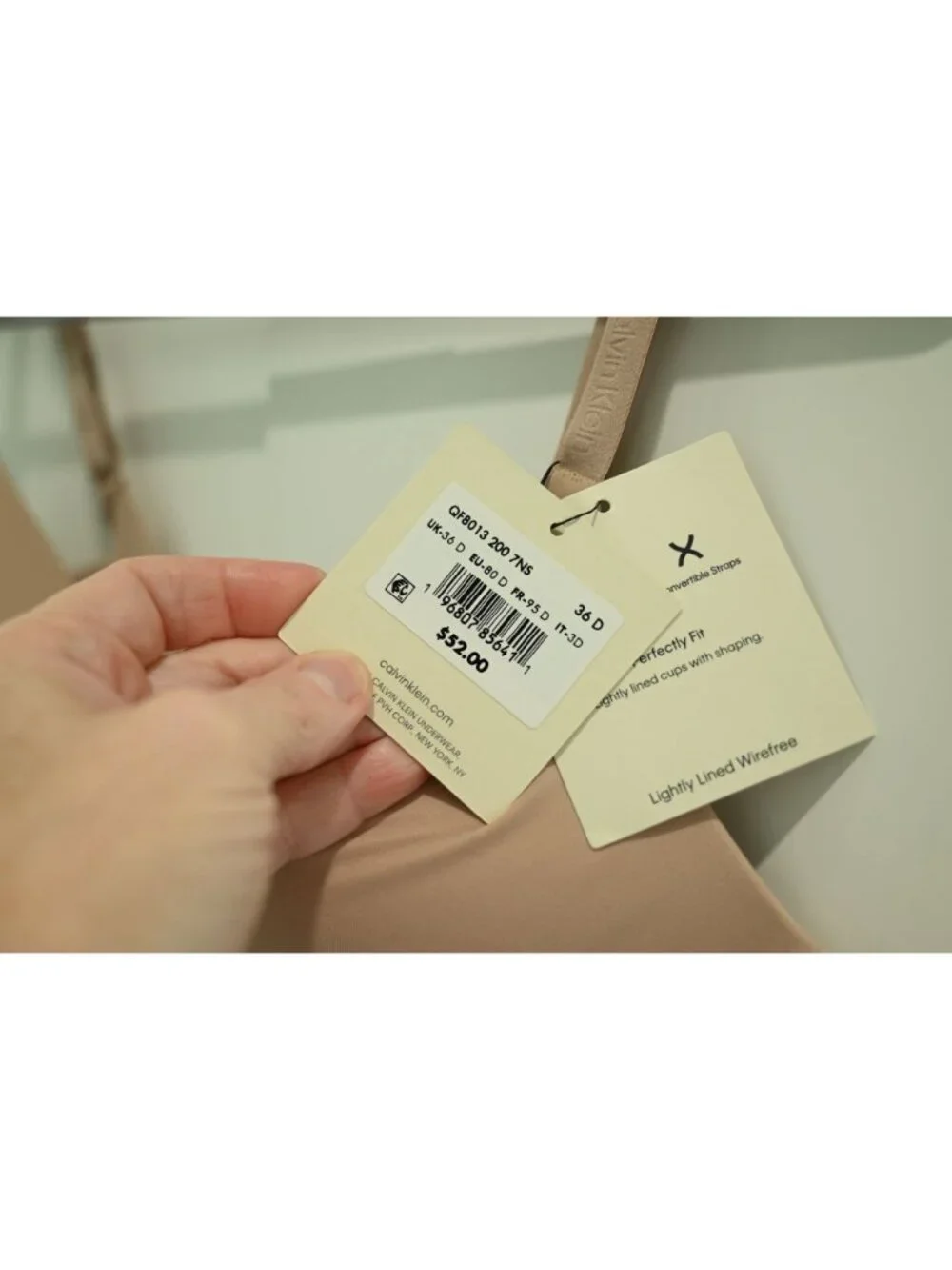 NWT Calvin Klein Perfectly Fit Wirefree T-Shirt Bra Sz 36D Beige Smooth QF8013